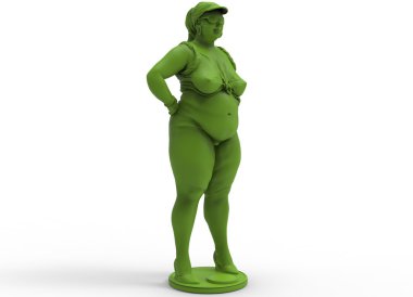 3d illustration of fat chubby woman. clipart