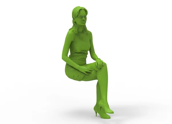 3D ilustracja kobieta siedzi. — Zdjęcie stockowe