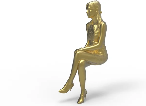 3d illustration of sitting woman. — Stock Photo, Image