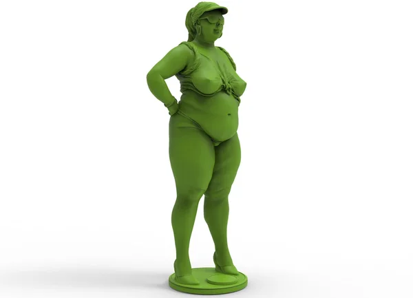 3d illustration of fat chubby woman. — Stock Photo, Image