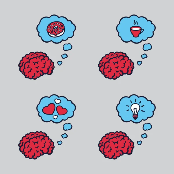 Set of icons with brain — Stock Vector