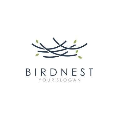Kuş yuvası logosunun basit ve minimalist tasarımı.