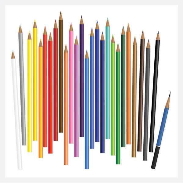 Lápices de colores con dibujo 3D realista — Vector de stock