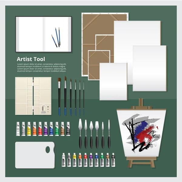 Diseño plano artista herramienta vectorial ilustración — Archivo Imágenes Vectoriales
