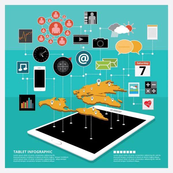 Tablet Info afbeelding met pictogram decorontwerp — Stockvector