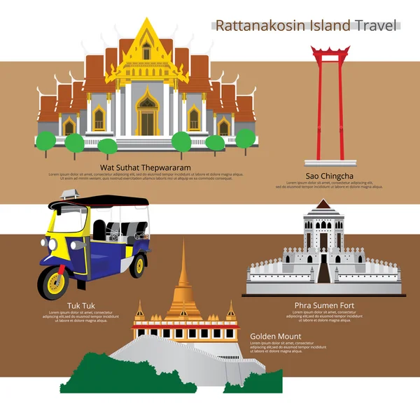 ベクトル図バンコク旅行場所 — ストックベクタ