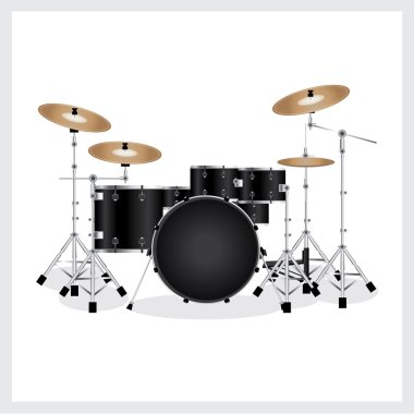 Vektör çizim Drum Set siyah