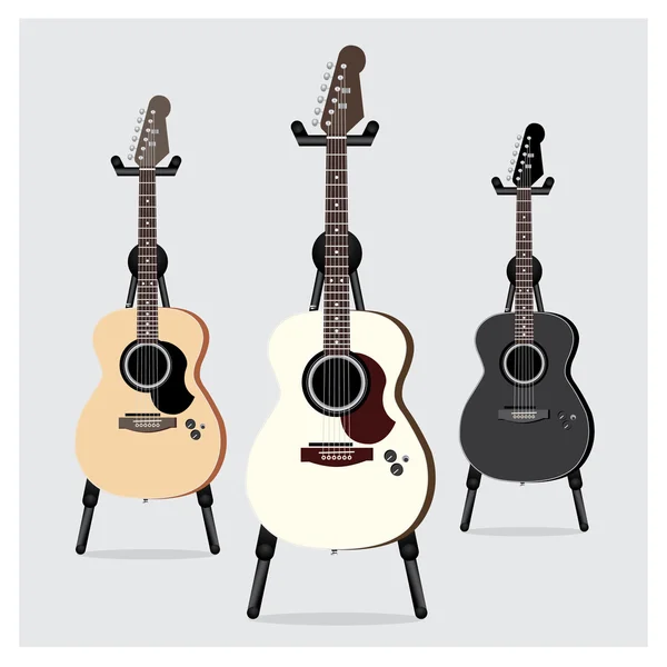 Illustration vectorielle Guitare électrique acoustique avec support — Image vectorielle