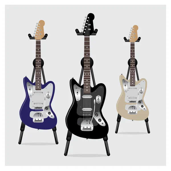 Vector illustratie elektrische gitaar set met Stand — Stockvector