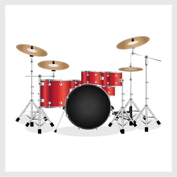 Vektor Illustration Drum Set röd — Stock vektor