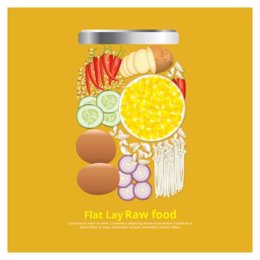 Düz yatıyordu tasarım malzemeyi kase anahat yemek illüstrasyon vektör