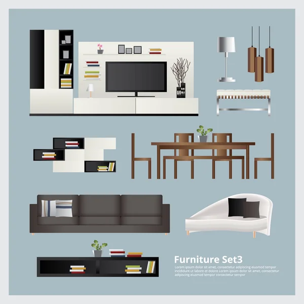 Muebles y decoración del hogar Set Vector Ilustración — Archivo Imágenes Vectoriales