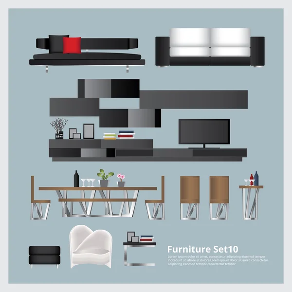 Muebles y decoración del hogar Set Vector Ilustración — Vector de stock