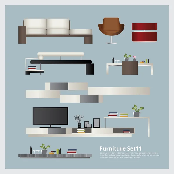 Muebles y decoración del hogar Set Vector Ilustración — Vector de stock