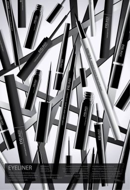 Paket Arkaplan Şablonu Vektör Resimlerine sahip Poster Kozmetik Göz Kalemi