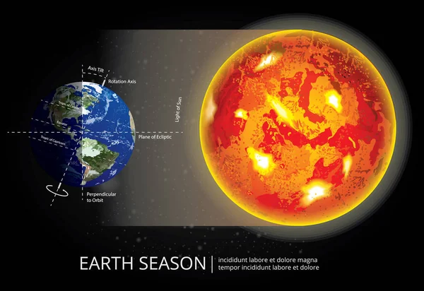 Illustrazione Vettoriale Del Cambio Stagione Terrestre — Vettoriale Stock