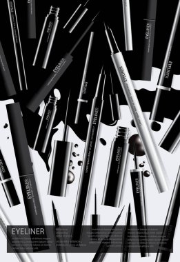 Paket Vektörü İllüstrasyonlu Poster Kozmetik Göz Kalemi