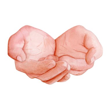 Nazik suluboya eller birbirine sarılmış. Beyazlara izole edilmiş zarif el yapımı klip sanatı, hayır işi tasarımları, markalaşma, logo, kartlar ve ilham verici projeler için ideal. Dikkat, destek ve...