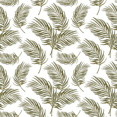 Beyaz arka planda izole edilmiş palmiye yaprağı, yumuşak doğal tonlarda boyanmış, Palm Sunday ve İsa 'nın dirilişinin minimum botanik sembolü, Paskalya kilisesi tasarımı, dini markalaşma için ideal.