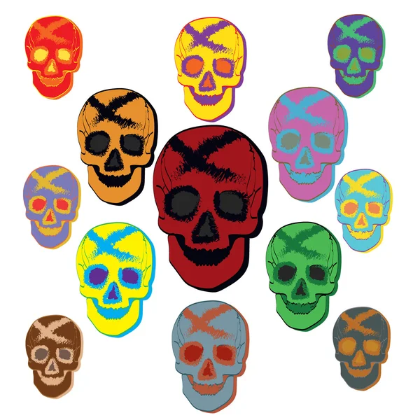Trece cráneos de color — Foto de Stock