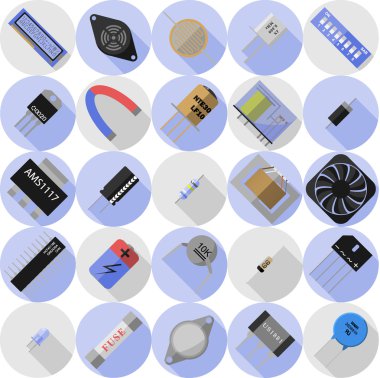 icons of electronic components clipart