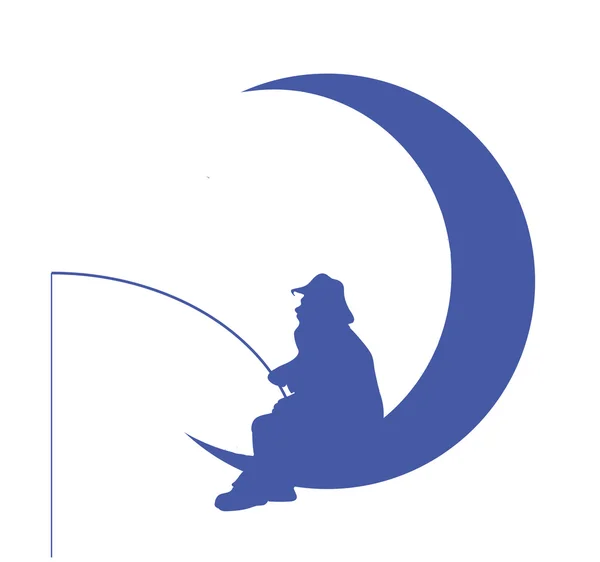 Мальчик с удочкой на луне рисунок