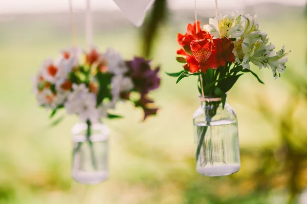 Pendre des fleurs dans un vase — Photo