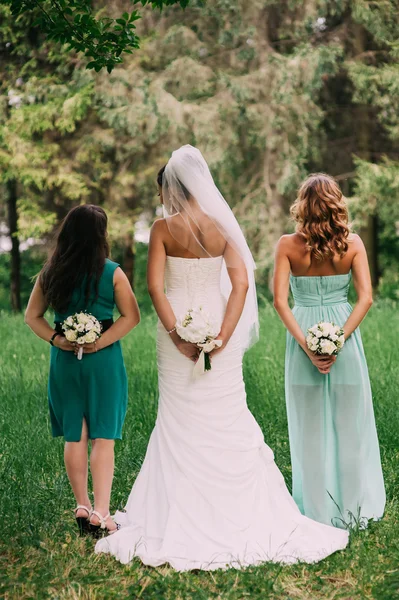 Bruid en twee bruidsmeisjes — Stockfoto
