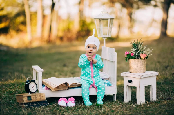 Little beautiful infant girl in park — Stock Photo, Image