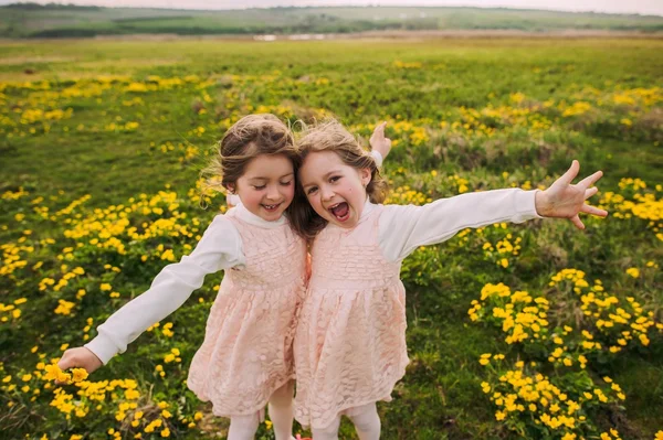 Симпатичные сестры-близнецы — стоковое фото
