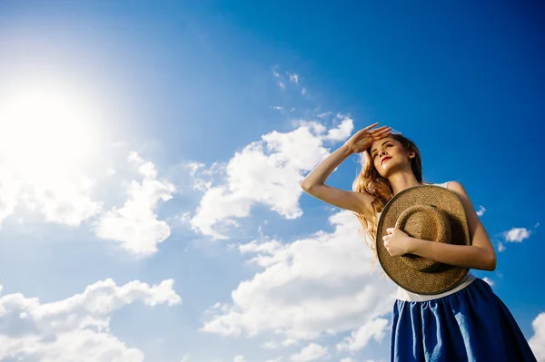 Straw Hat, female, cloud, smile, sky, sexy, happy, hat, cute, girl