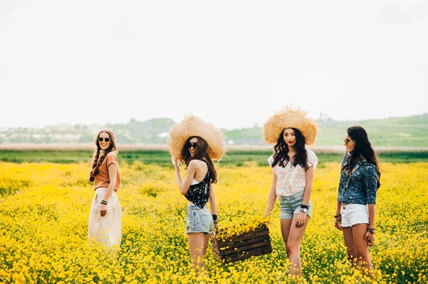 Quattro belle ragazze hippie — Foto Stock