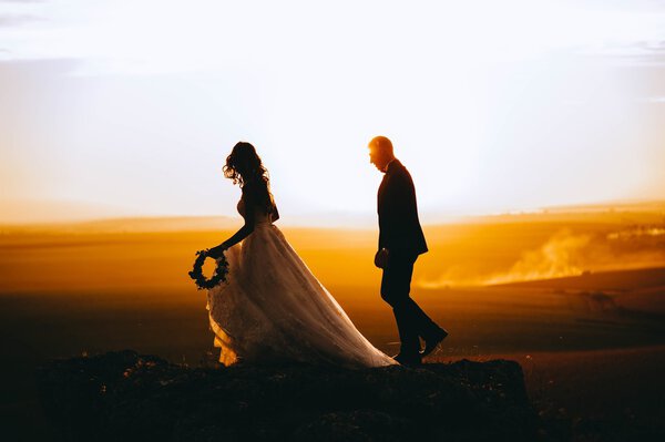 attractive wedding couple