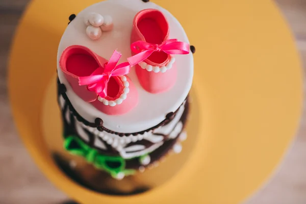 Details of a birthday cake for baby girl — Stock Photo, Image