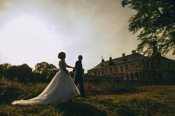 Coppia dopo il matrimonio nel parco — Foto Stock