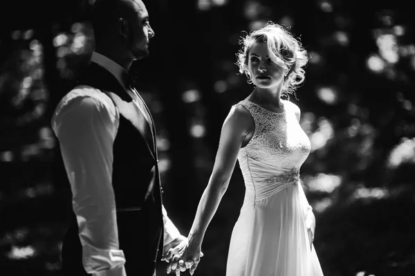 幸せな花嫁と groomin フォレスト — ストック写真
