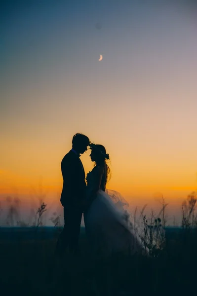 Casal de casamento à noite — Fotografia de Stock