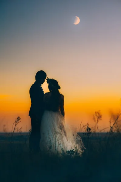 Pareja de boda en la noche — Foto de Stock