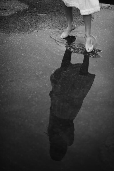 Woman walking barefoot  