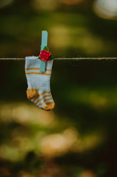 Baby knitted woolen sock — Stock Photo, Image