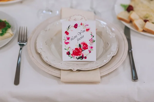 Mesa de jantar de casamento — Fotografia de Stock