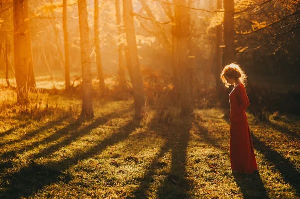 Ragazza in una foresta misteriosa — Foto Stock