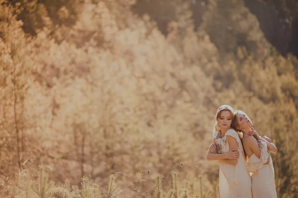 Duas irmãs gêmeas bonitas — Fotografia de Stock