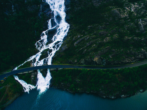 Mountain Langfoss waterfall