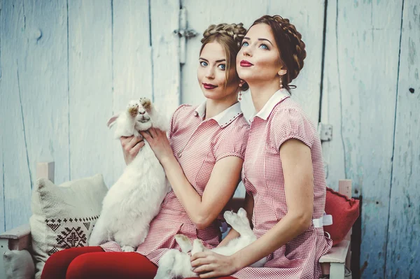 Two beautiful twins sisters — Stock Photo, Image