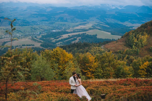 Sposi in una passeggiata in montagna — Foto Stock