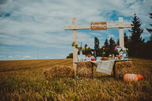 Tabela Makeshift no campo — Fotografia de Stock