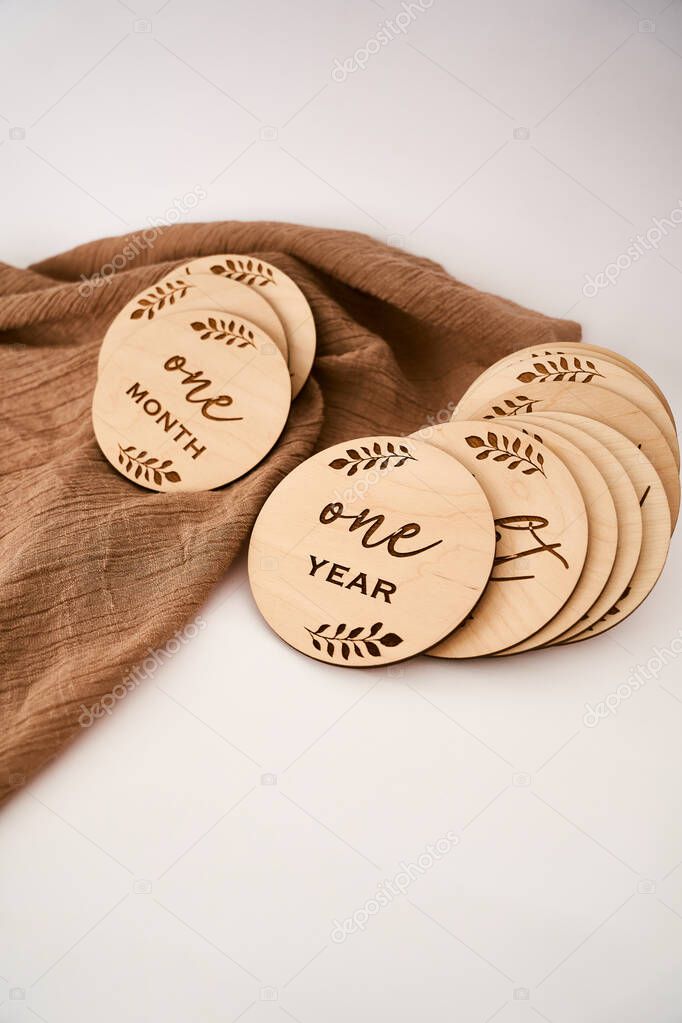 Laser engraving on plywood table.