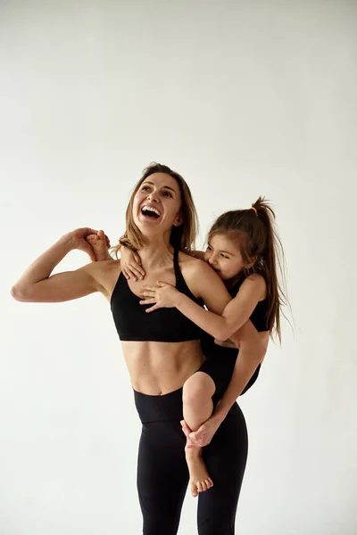 Mom Daughter Spend Morning Yoga Practice — Stock Photo, Image