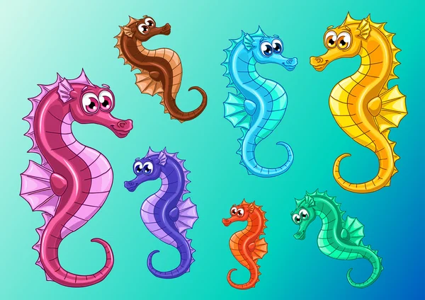 Yedi yanardöner deniz atları mavi ayarla